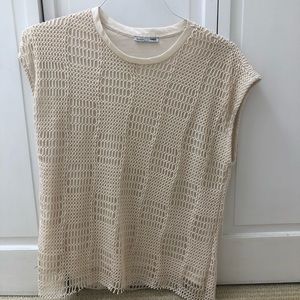 Cream Zara Knit T-Shirt